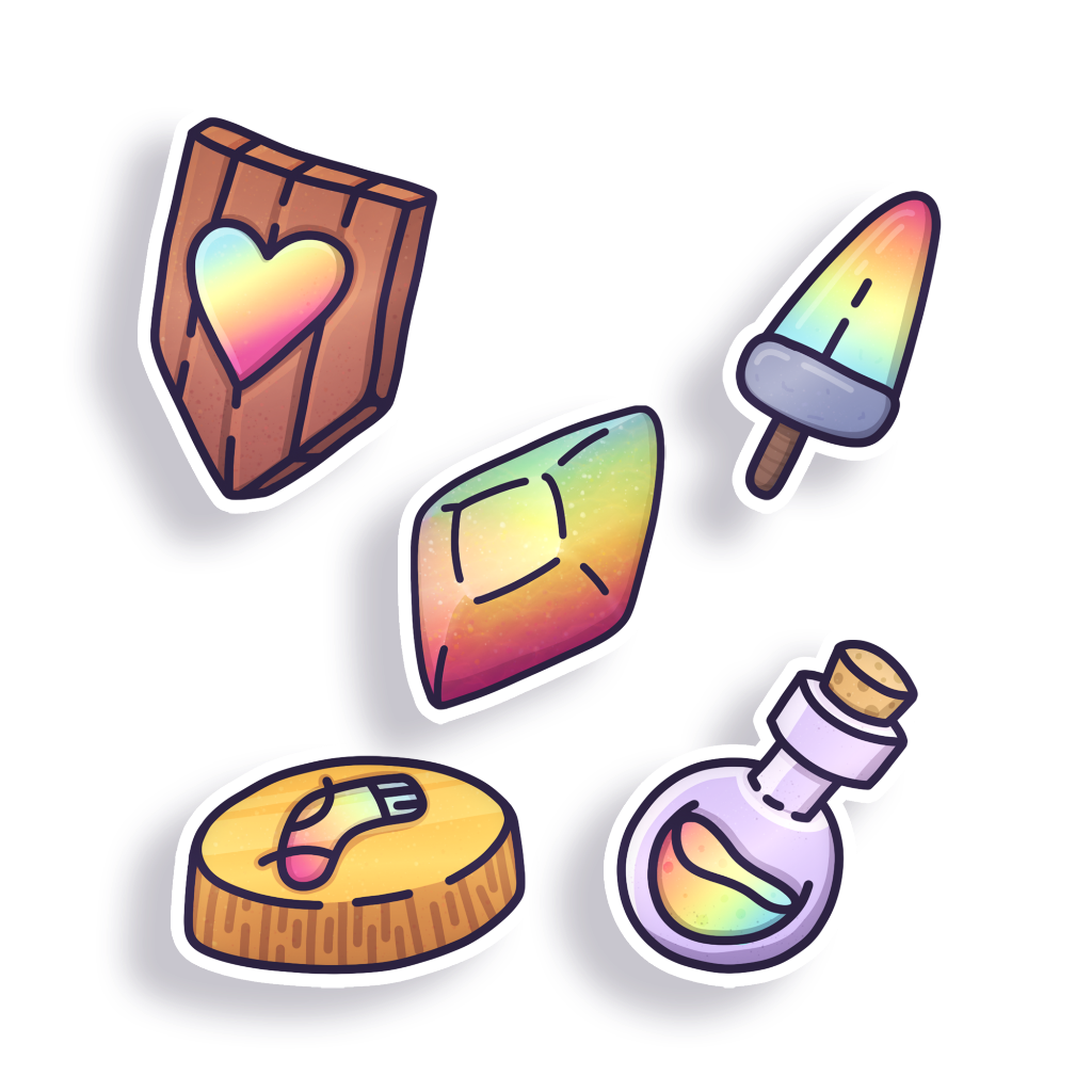 Rainbow RPG Items | Mini Sticker Pack